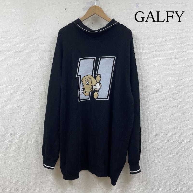 ガルフィー GALFY ニット、セーター 長袖 長袖 ニット セーター ロゴ 刺繍 わんわん FC ニット ユニ 151002 XL ロゴ、文字 X キャラクター X 刺繍 黒 / ブラック / black メンズ USED 古着 中古 50148308
