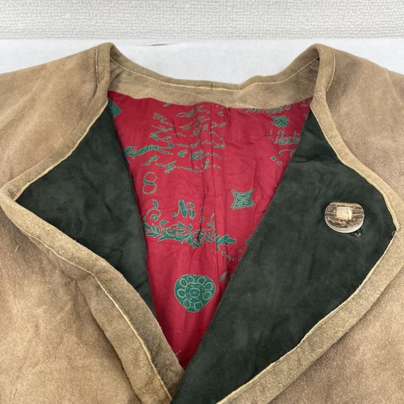 古着 USED ベスト ベスト ヴィンテージ 70s Zeiler レザー チロリアン ベスト ジレ 前開き ボタン 52 無地 ベージュ / ベージュ / beige メンズ USED 古着 中古 50148312