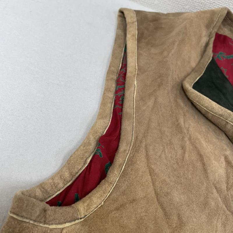 古着 USED ベスト ベスト ヴィンテージ 70s Zeiler レザー チロリアン ベスト ジレ 前開き ボタン 52 無地 ベージュ / ベージュ / beige メンズ USED 古着 中古 50148312