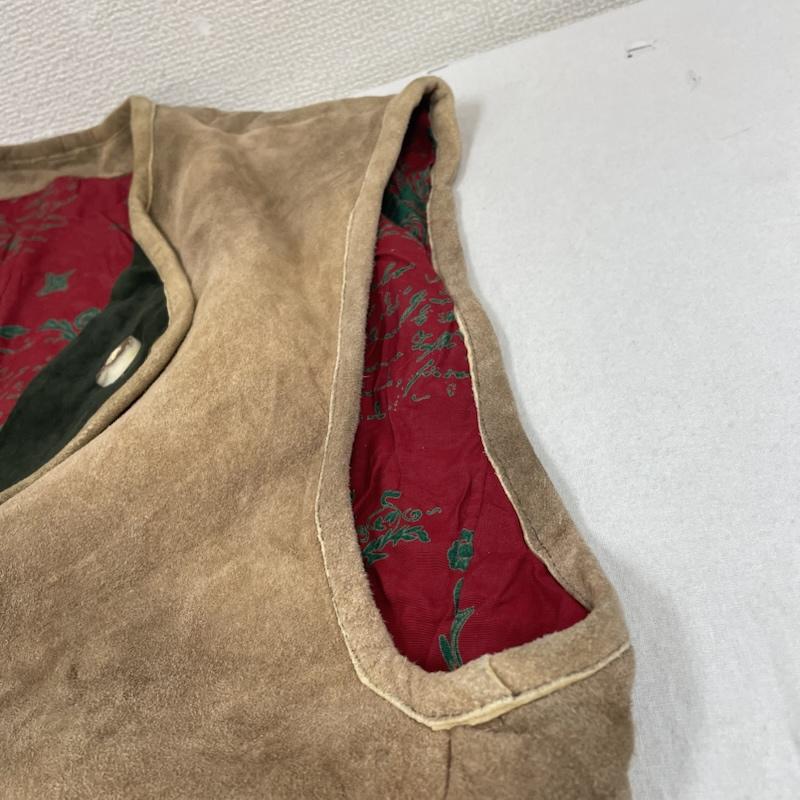 古着 USED ベスト ベスト ヴィンテージ 70s Zeiler レザー チロリアン ベスト ジレ 前開き ボタン 52 無地 ベージュ / ベージュ / beige メンズ USED 古着 中古 50148312