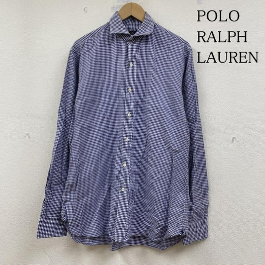 ポロラルフローレン POLO RALPH LAUREN シャツ、ブラウス 長袖 長袖 チェック シャツ ブラウス 裾ポニーロゴ 刺繍 ワンポイント サイズ16 - チェック X ロゴ、文字 X 刺繍 白 / ホワイト / white X 紫 / パープル / purple メンズ USED 古着 中古 50148315