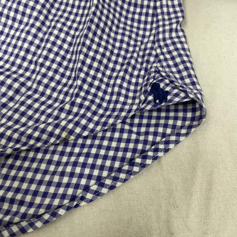 ポロラルフローレン POLO RALPH LAUREN シャツ、ブラウス 長袖 長袖 チェック シャツ ブラウス 裾ポニーロゴ 刺繍 ワンポイント サイズ16 - チェック X ロゴ、文字 X 刺繍 白 / ホワイト / white X 紫 / パープル / purple メンズ USED 古着 中古 50148315