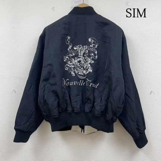 古着 USED ジャケット、上着 ジャンパー、ブルゾン SIM ボンバージャケット 中綿 ブルゾン 背面プリント 裏地キルティング サイズ9A2 9号 ロゴ、文字 X プリント 黒 / ブラック / black レディース USED 古着 中古 50148349
