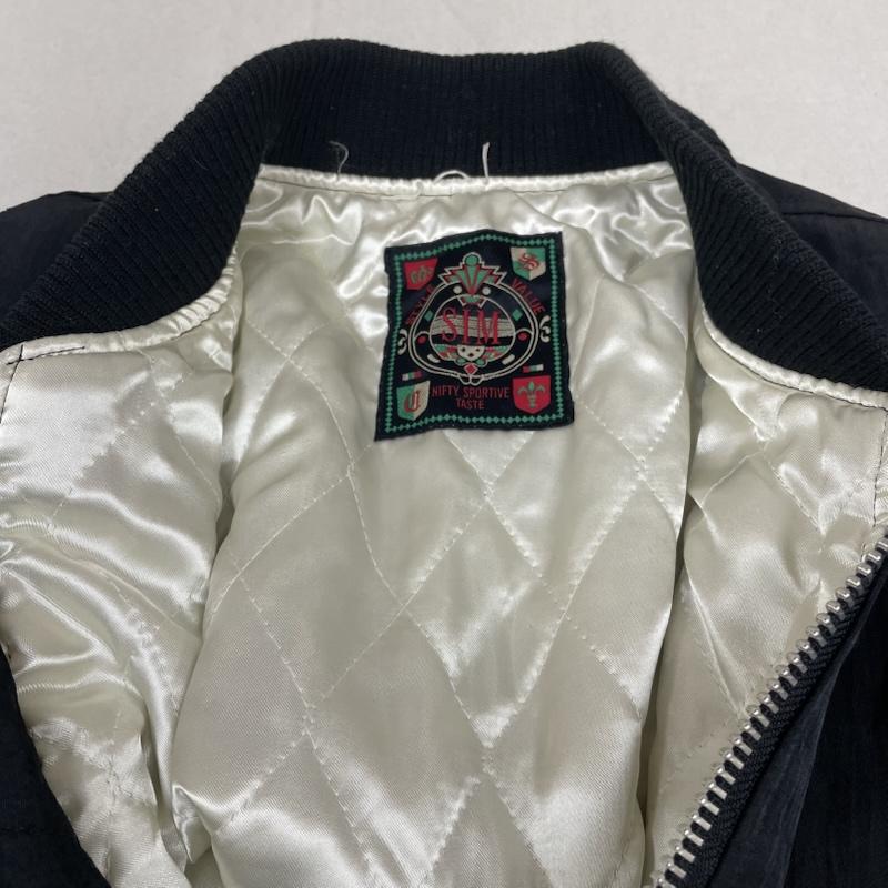 古着 USED ジャケット、上着 ジャンパー、ブルゾン SIM ボンバージャケット 中綿 ブルゾン 背面プリント 裏地キルティング サイズ9A2 9号 ロゴ、文字 X プリント 黒 / ブラック / black レディース USED 古着 中古 50148349