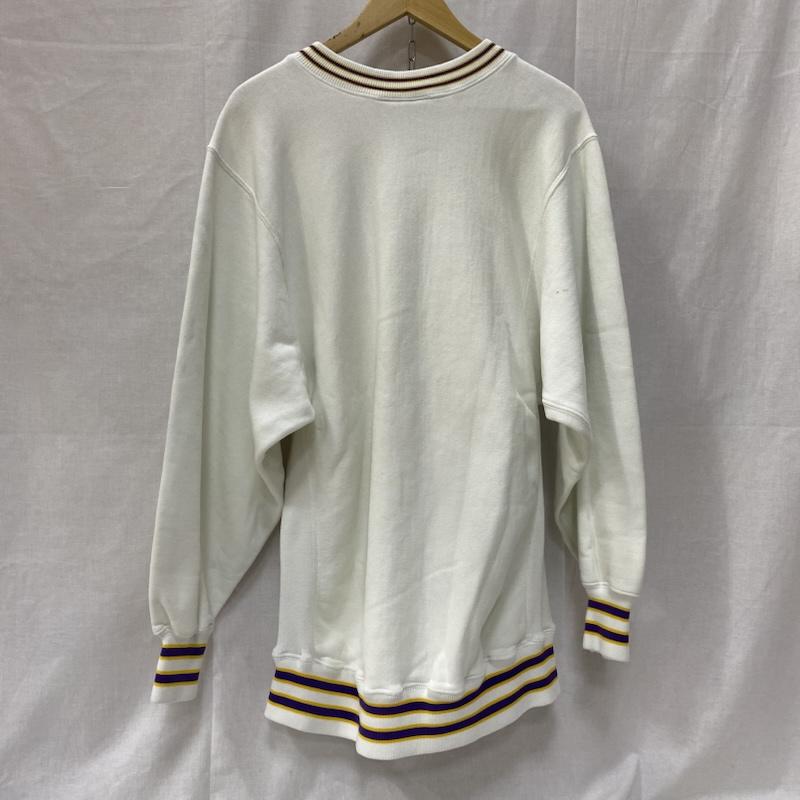 ＵＳフルギ US古着 トレーナー 長袖 90s northwest knitting mills カレッジロゴスウェット white×purple×yellow - プリント 白 / ホワイト / white メンズ USED 古着 中古 50148360