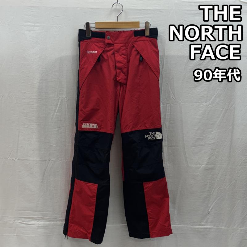 ザノースフェイス THE NORTH FACE ボトムス ボトムス NS-7502 90年代 ビンテージ Dermizax エクストリーム ライト パンツ サイドジップ リップストップ 90s S 黒 / ブラック / black X 赤 / レッド / red メンズ USED 古着 中古 50148366