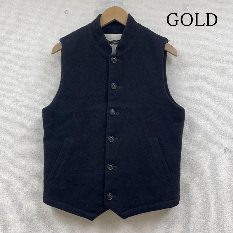 ゴールド GOLD ベスト ベスト ベスト ジレ ジャケット ボタン 前開き 無地 ウール 東洋 M 無地 黒 / ブラック / black メンズ USED 古着 中古 50148385