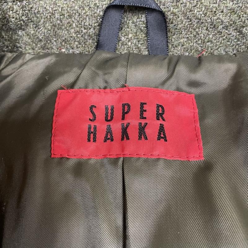 スーパーハッカ SUPER HAKKA コート コート一般 ハリスツィード コラボ ウール コート 隠しボタン 無地 フロントベルト付き 無地 カーキ / カーキ / khaki メンズ USED 古着 中古 50148387