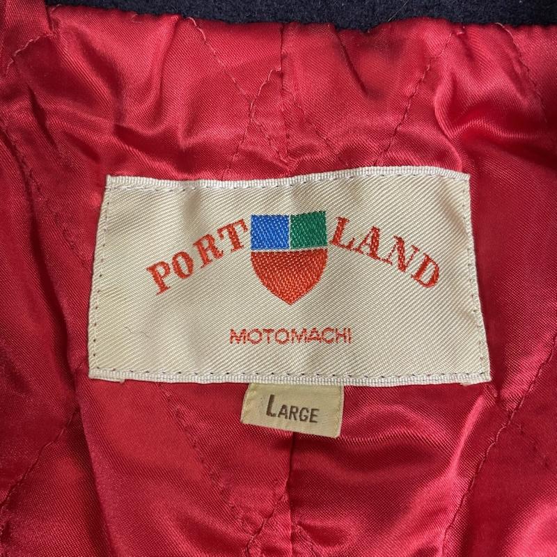 ポートランド PORTLAND コート ピーコート ヴィンテージ 元町 裏地キルティング ウール Pコート 金ボタン ウール 日本製 L ロゴ、文字 X 刺繍 紺 / ネイビー / navy レディース USED 古着 中古 50148389