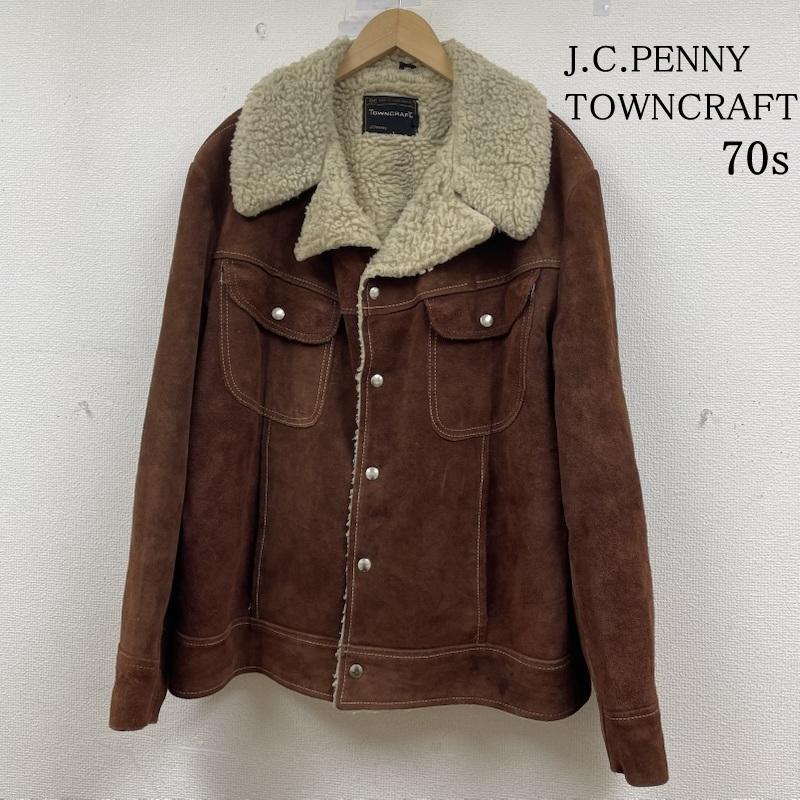 ジェイシーペニー J.C.PENNY ジャケット、上着 レザージャケット 70s ヴィンテージ TOWNCRAFT スウェード レザー 本革 裏地 ボア ジャケット 44 無地 茶 / ブラウン / brown メンズ USED 古着 中古 50148391