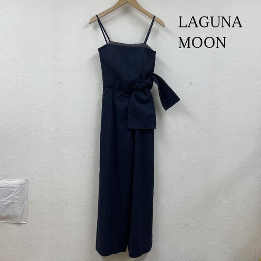 ラグナムーン LAGUNAMOON ワンピース・ドレス・オールインワン ワンピース・ドレス・オールインワン コンビネゾン カラーベアパンツ ドレス リボン ワイドパンツ 031740301001-01 S 無地 紺 / ネイビー / navy レディース USED 古着 中古 50148418