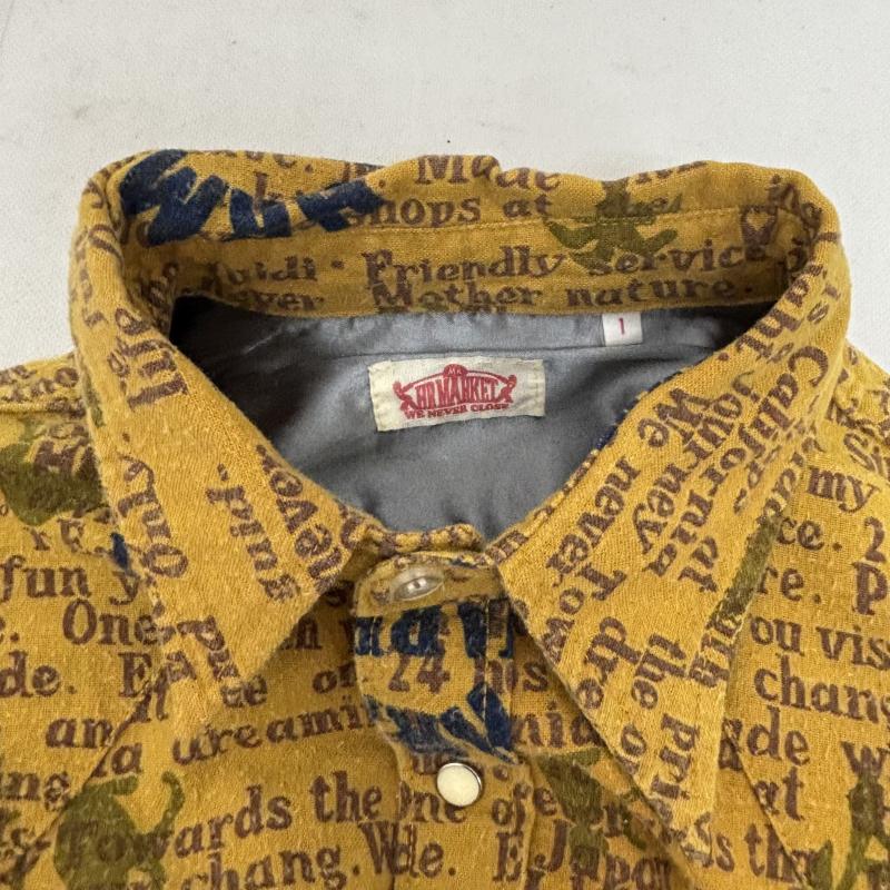 ハリウッドランチマーケット HOLLYWOOD RANCH MARKET シャツ、ブラウス 長袖 シャツ ウエスタンシャツ 文字プリント 起毛 スナップボタン 1 ロゴ、文字 メンズ USED 古着 中古 50148466