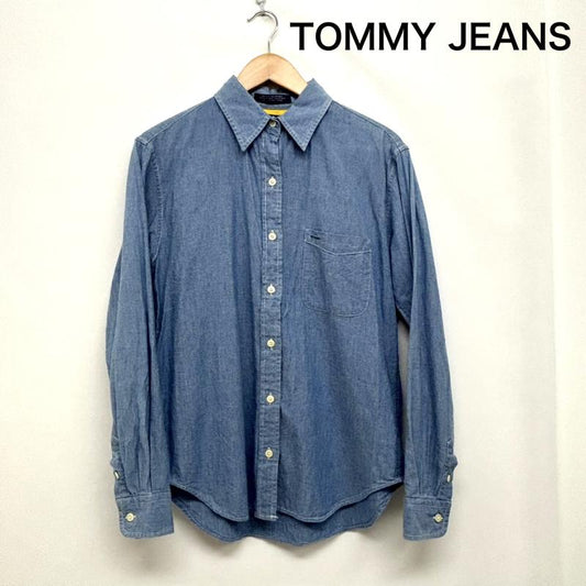 トミー ジーンズ TOMMY JEANS シャツ、ブラウス 長袖 ダンガリーシャツ ビックロゴ フラッグ 4 青 / ブルー / blue レディース USED 古着 中古 50148483