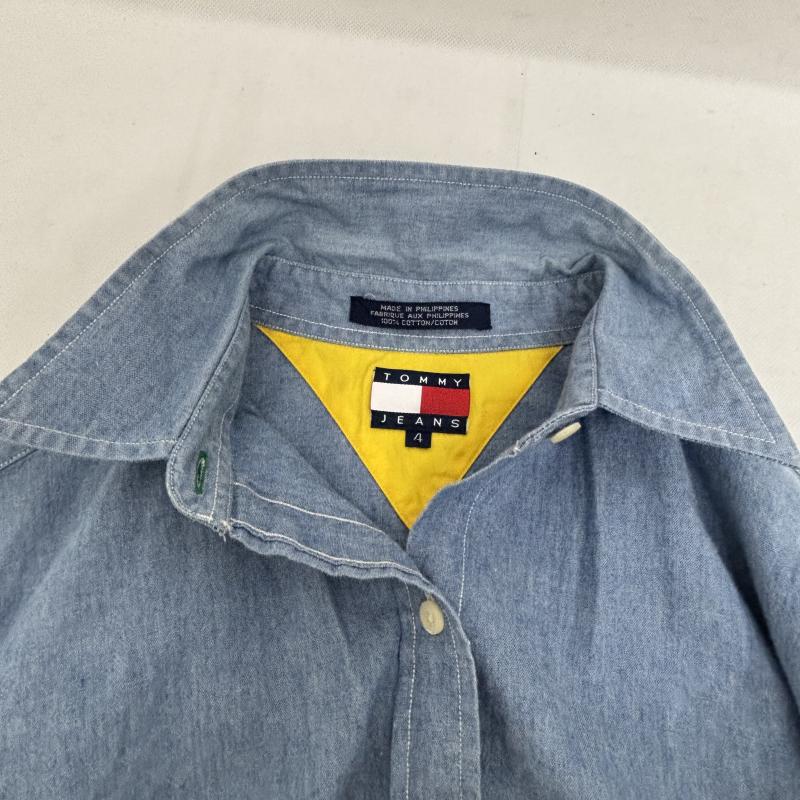 トミー ジーンズ TOMMY JEANS シャツ、ブラウス 長袖 ダンガリーシャツ ビックロゴ フラッグ 4 青 / ブルー / blue レディース USED 古着 中古 50148483