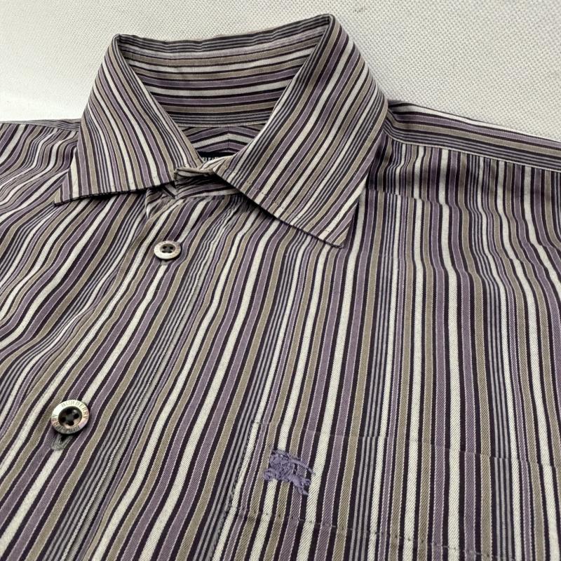 バーバリー BURBERRY シャツ、ブラウス 長袖 ストライプシャツ ワンポイント M 紫 / パープル / purple メンズ USED 古着 中古 50148489