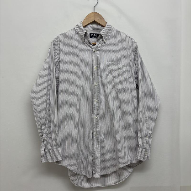ポロバイラルフローレン Polo by RALPH LAUREN シャツ、ブラウス 長袖 ストライプシャツ M 白 / ホワイト / white X 紫 / パープル / purple メンズ USED 古着 中古 50148490