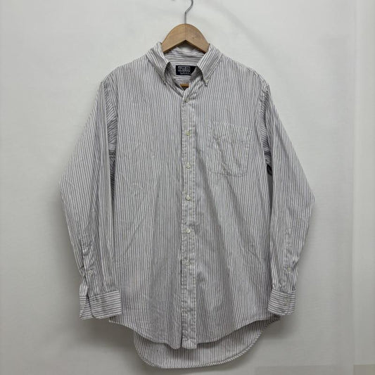 ポロバイラルフローレン Polo by RALPH LAUREN シャツ、ブラウス 長袖 ストライプシャツ M 白 / ホワイト / white X 紫 / パープル / purple メンズ USED 古着 中古 50148490