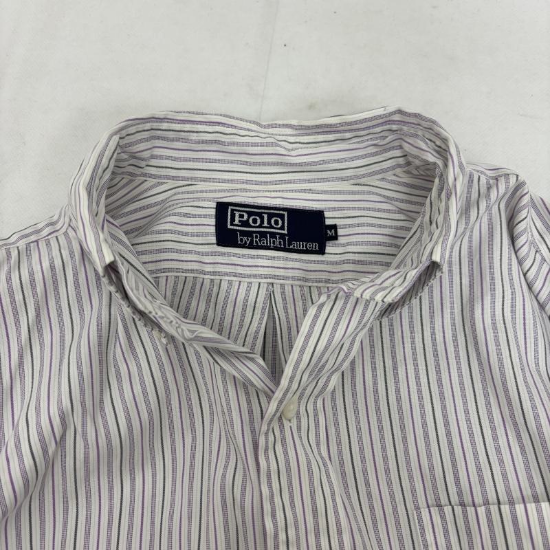 ポロバイラルフローレン Polo by RALPH LAUREN シャツ、ブラウス 長袖 ストライプシャツ M 白 / ホワイト / white X 紫 / パープル / purple メンズ USED 古着 中古 50148490