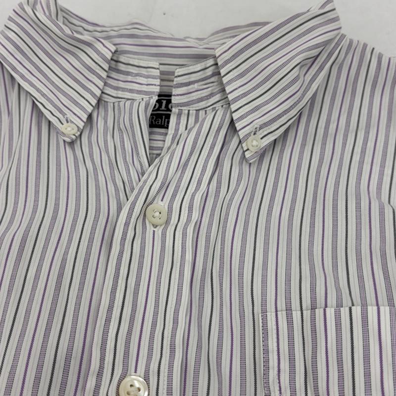 ポロバイラルフローレン Polo by RALPH LAUREN シャツ、ブラウス 長袖 ストライプシャツ M 白 / ホワイト / white X 紫 / パープル / purple メンズ USED 古着 中古 50148490