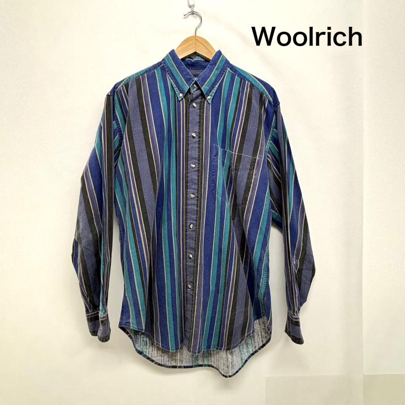 ウールリッチ WOOLRICH シャツ、ブラウス 長袖 ボタンダウンシャツ 80s 90s ストライプ M 青 / ブルー / blue X 紫 / パープル / purple メンズ USED 古着 中古 50148500