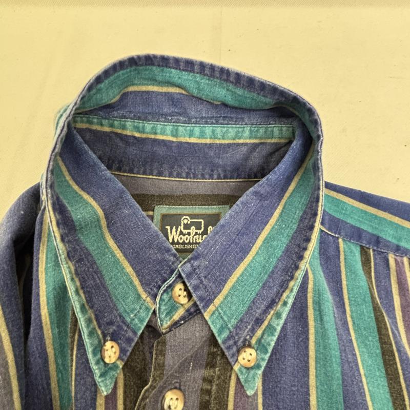 ウールリッチ WOOLRICH シャツ、ブラウス 長袖 ボタンダウンシャツ 80s 90s ストライプ M 青 / ブルー / blue X 紫 / パープル / purple メンズ USED 古着 中古 50148500