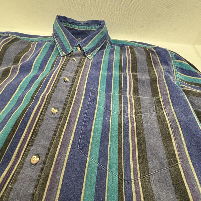ウールリッチ WOOLRICH シャツ、ブラウス 長袖 ボタンダウンシャツ 80s 90s ストライプ M 青 / ブルー / blue X 紫 / パープル / purple メンズ USED 古着 中古 50148500