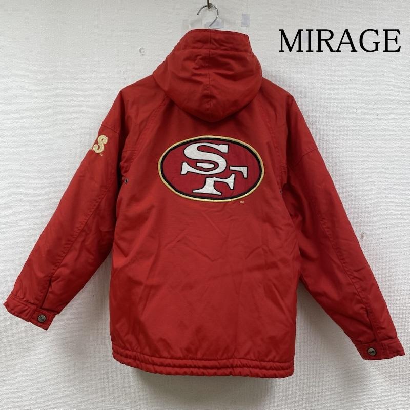 古着 USED ジャケット、上着 ジャンパー、ブルゾン MIRAGE サンフランシスコ 49ers ロゴ 刺繍 パッチ ワッペン コート ジャケット フーディ― L ロゴ、文字 X 刺繍 赤 / レッド / red メンズ USED 古着 中古 50148512
