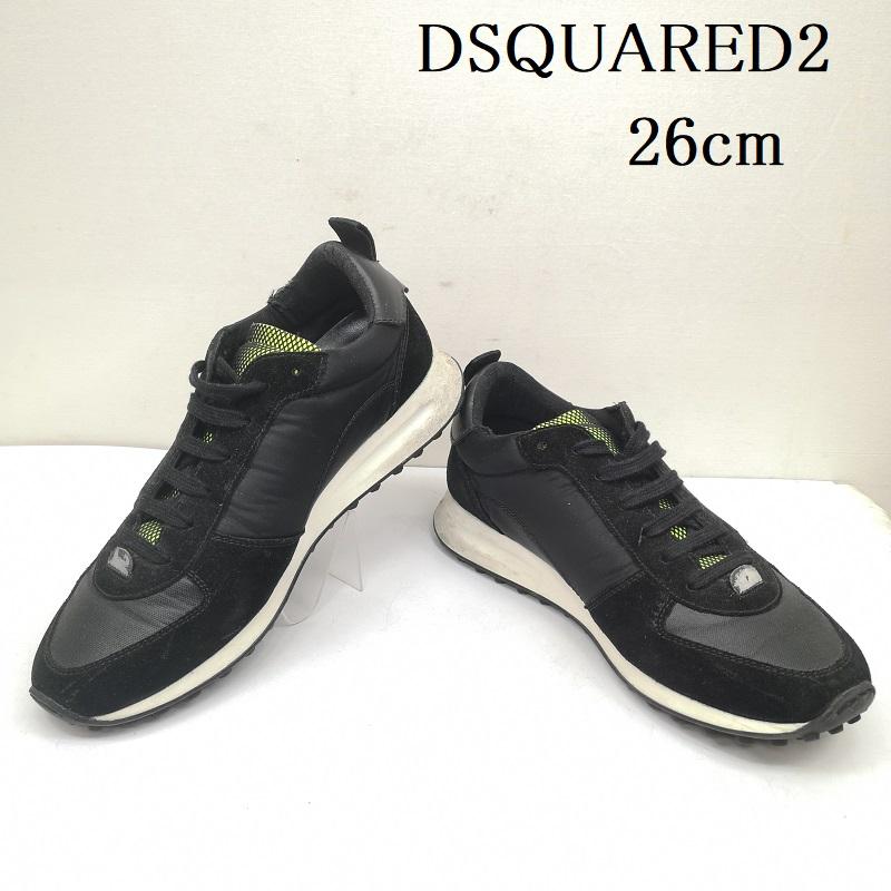 ディースクエアード DSQUARED2 スニーカー スニーカー ロゴ ローカット スニーカー S82SN0055 スエード ナイロン 41 26.0cm 黒 / ブラック / black メンズ USED 古着 中古 50148525