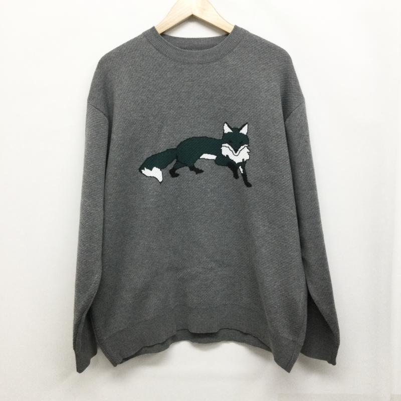 古着 USED ニット、セーター 長袖 THE FOX COLLECTION ザ フォックスコレクション PENNEY S The Fox Jacquard Knit フォックス ジャガード ニット M キャラクター 灰 / グレー / gray メンズ USED 古着 中古 50148573