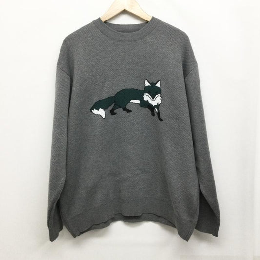 古着 USED ニット、セーター 長袖 THE FOX COLLECTION ザ フォックスコレクション PENNEY S The Fox Jacquard Knit フォックス ジャガード ニット M キャラクター 灰 / グレー / gray メンズ USED 古着 中古 50148573