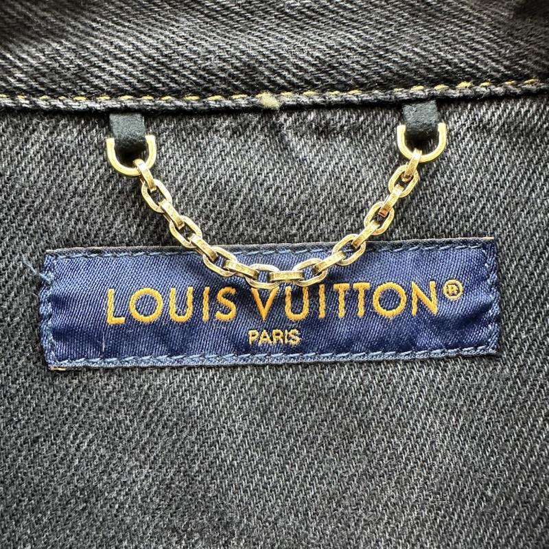 ルイヴィトン LOUIS VUITTON シャツ、ブラウス 長袖 23SS ロゴ 刺繡 金ボタン デニム ワーク シャツ RM231M UQ4 HOS12W XL 黒 / ブラック / black メンズ USED 古着 中古 50148595