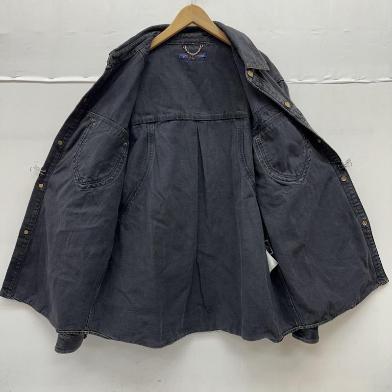 ルイヴィトン LOUIS VUITTON シャツ、ブラウス 長袖 23SS ロゴ 刺繡 金ボタン デニム ワーク シャツ RM231M UQ4 HOS12W XL 黒 / ブラック / black メンズ USED 古着 中古 50148595
