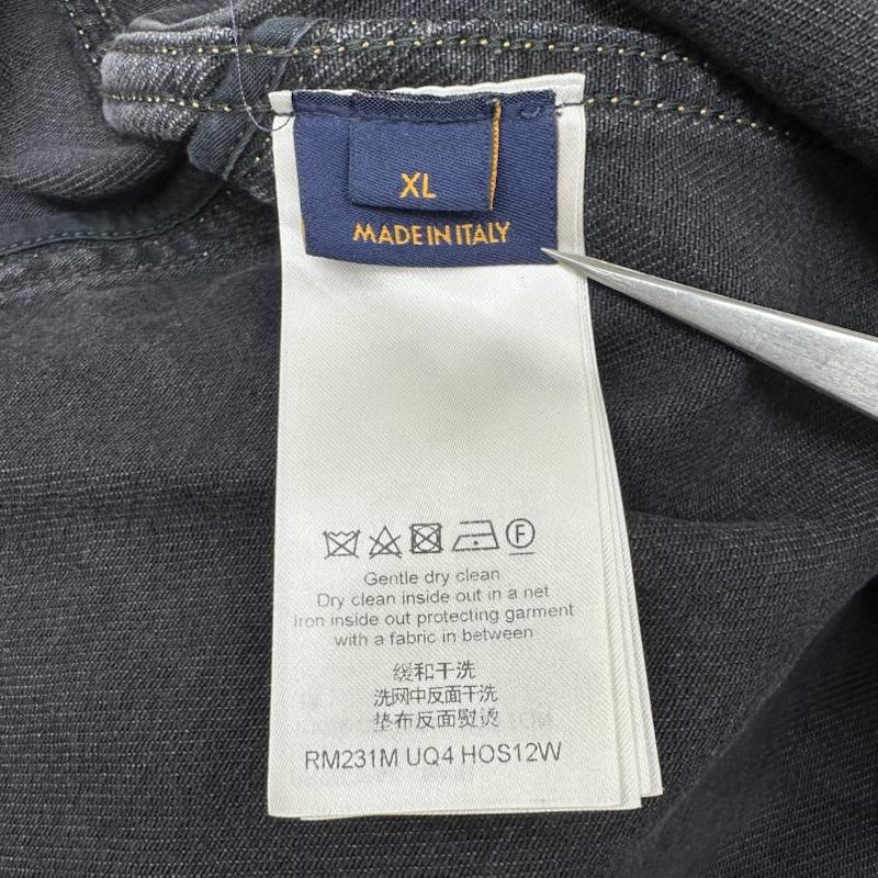ルイヴィトン LOUIS VUITTON シャツ、ブラウス 長袖 23SS ロゴ 刺繡 金ボタン デニム ワーク シャツ RM231M UQ4 HOS12W XL 黒 / ブラック / black メンズ USED 古着 中古 50148595