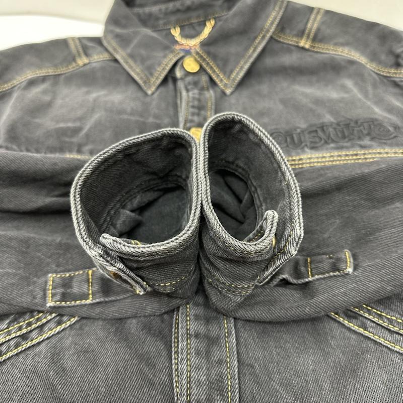 ルイヴィトン LOUIS VUITTON シャツ、ブラウス 長袖 23SS ロゴ 刺繡 金ボタン デニム ワーク シャツ RM231M UQ4 HOS12W XL 黒 / ブラック / black メンズ USED 古着 中古 50148595