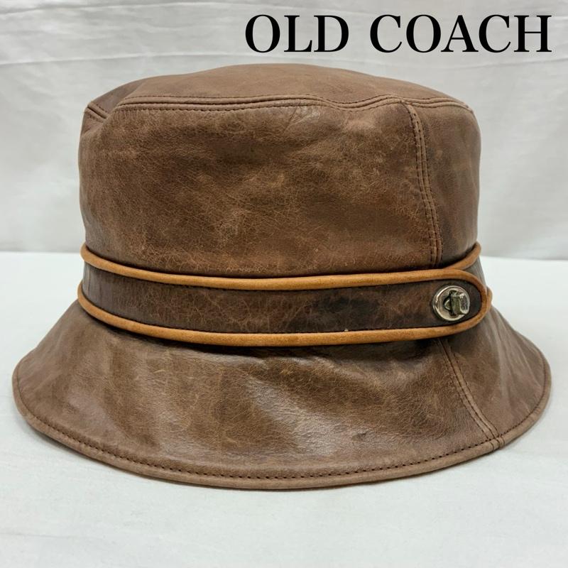 コーチ COACH 帽子 ハット オールド レザー ターンロック バケットハット M/L - 茶 / ブラウン / brown メンズ USED 古着 中古 50148600