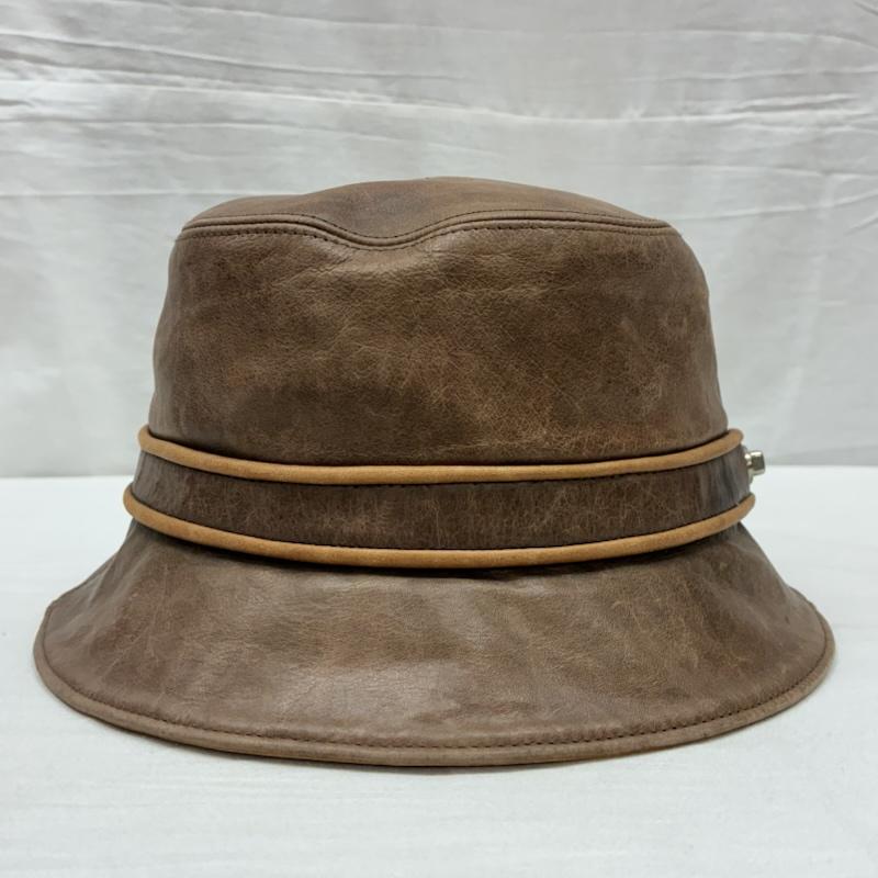 コーチ COACH 帽子 ハット オールド レザー ターンロック バケットハット M/L - 茶 / ブラウン / brown メンズ USED 古着 中古 50148600