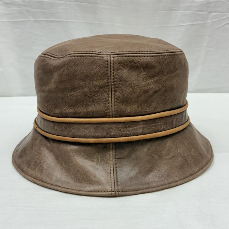 コーチ COACH 帽子 ハット オールド レザー ターンロック バケットハット M/L - 茶 / ブラウン / brown メンズ USED 古着 中古 50148600