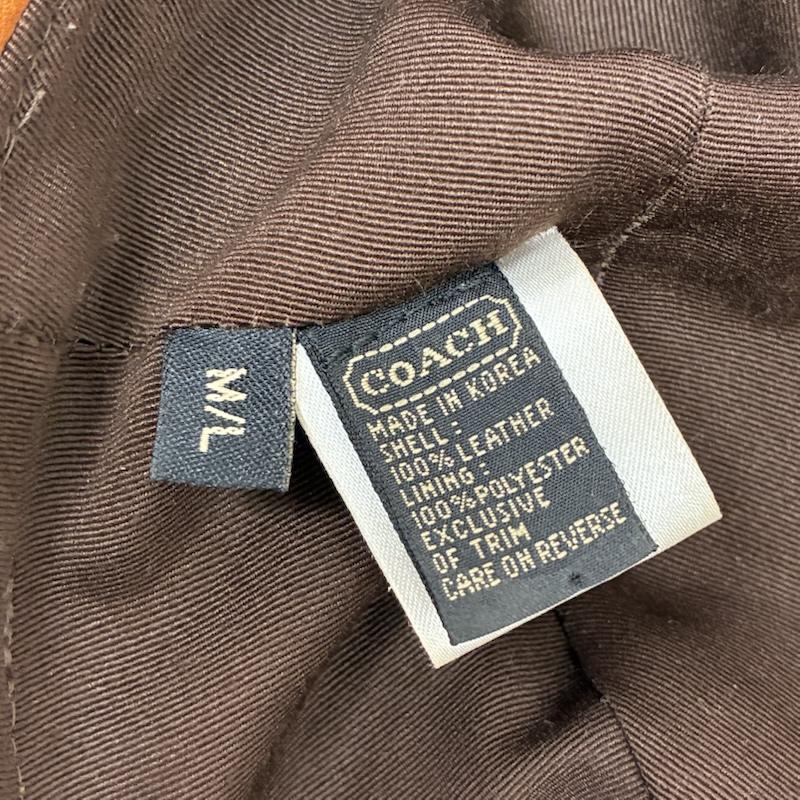 コーチ COACH 帽子 ハット オールド レザー ターンロック バケットハット M/L - 茶 / ブラウン / brown メンズ USED 古着 中古 50148600