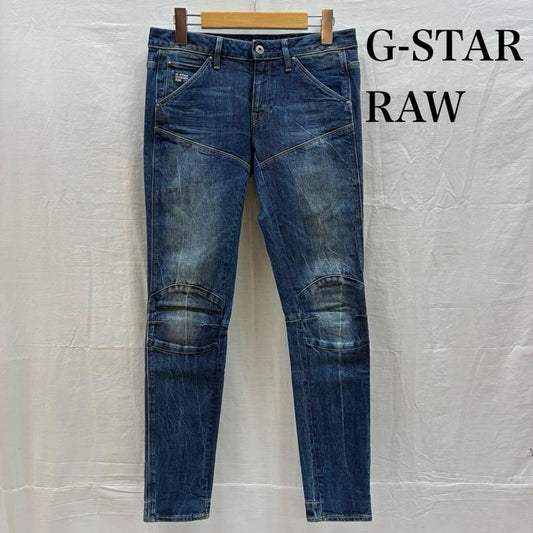 ジースターロゥ G-STAR RAW パンツ デニム、ジーンズ 5620 Custom Mid Skinny Wmn 立体裁断 バイカー ストレッチ スリム スキニー デニムパンツ 26インチ ダメージ加工 インディゴ / インディゴ / Indigo レディース USED 古着 中古 50148617