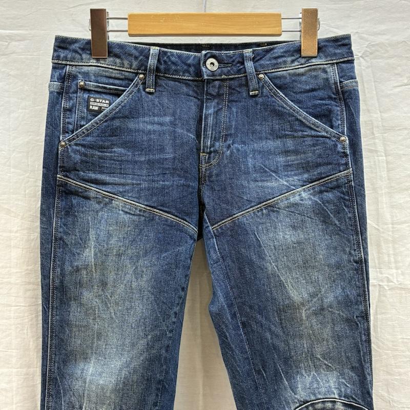 ジースターロゥ G-STAR RAW パンツ デニム、ジーンズ 5620 Custom Mid Skinny Wmn 立体裁断 バイカー ストレッチ スリム スキニー デニムパンツ 26インチ ダメージ加工 インディゴ / インディゴ / Indigo レディース USED 古着 中古 50148617