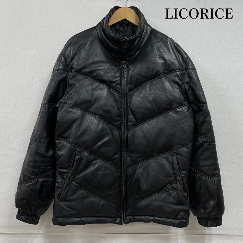 リコリス LICORICE ジャケット、上着 レザージャケット レザー ジップアップ ダウン ジャケット 羊革 ラム LC-11271 M 無地 黒 / ブラック / black メンズ USED 古着 中古 50148622