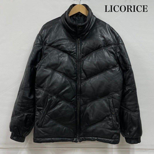 リコリス LICORICE ジャケット、上着 レザージャケット レザー ジップアップ ダウン ジャケット 羊革 ラム LC-11271 M 無地 黒 / ブラック / black メンズ USED 古着 中古 50148622