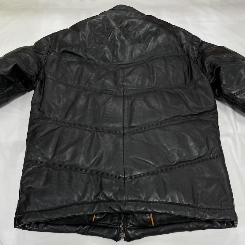 リコリス LICORICE ジャケット、上着 レザージャケット レザー ジップアップ ダウン ジャケット 羊革 ラム LC-11271 M 無地 黒 / ブラック / black メンズ USED 古着 中古 50148622
