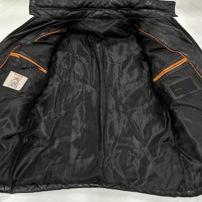 リコリス LICORICE ジャケット、上着 レザージャケット レザー ジップアップ ダウン ジャケット 羊革 ラム LC-11271 M 無地 黒 / ブラック / black メンズ USED 古着 中古 50148622