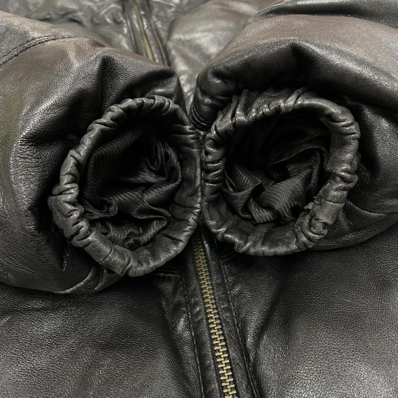 リコリス LICORICE ジャケット、上着 レザージャケット レザー ジップアップ ダウン ジャケット 羊革 ラム LC-11271 M 無地 黒 / ブラック / black メンズ USED 古着 中古 50148622