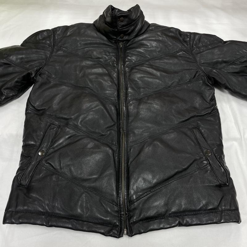 リコリス LICORICE ジャケット、上着 レザージャケット レザー ジップアップ ダウン ジャケット 羊革 ラム LC-11271 M 無地 黒 / ブラック / black メンズ USED 古着 中古 50148622