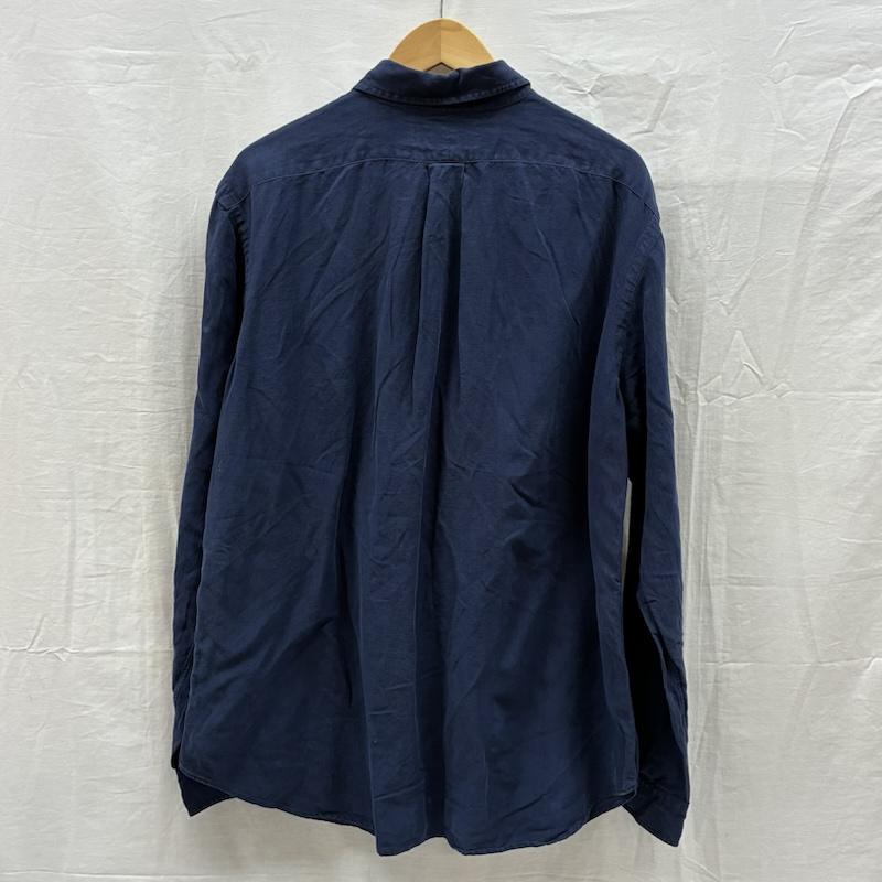 ラルフローレン RALPHLAUREN シャツ、ブラウス 長袖 CLASSIC FIT 90s シルク リネン ポニー 刺繍 ボタンダウン シャツ L ワンポイント X ロゴ、文字 X 刺繍 紺 / ネイビー / navy X 赤 / レッド / red メンズ USED 古着 中古 50148628