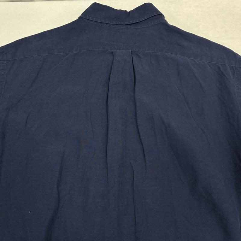 ラルフローレン RALPHLAUREN シャツ、ブラウス 長袖 CLASSIC FIT 90s シルク リネン ポニー 刺繍 ボタンダウン シャツ L ワンポイント X ロゴ、文字 X 刺繍 紺 / ネイビー / navy X 赤 / レッド / red メンズ USED 古着 中古 50148628