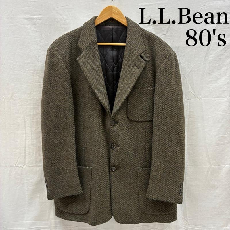エルエルビーン L.L.Bean ジャケット、上着 ジャケット、ブレザー 80s USA製 シンサレート 中綿 キルティング 3釦 ツイード テーラードジャケット ロケットタロン M メンズ USED 古着 中古 50148629