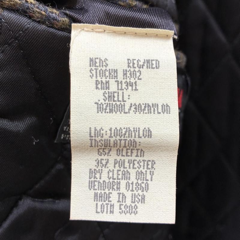 エルエルビーン L.L.Bean ジャケット、上着 ジャケット、ブレザー 80s USA製 シンサレート 中綿 キルティング 3釦 ツイード テーラードジャケット ロケットタロン M メンズ USED 古着 中古 50148629